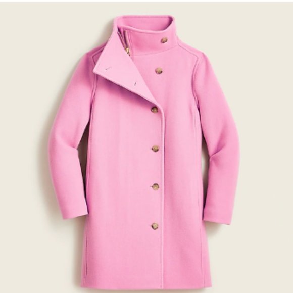 J. Crew Villa Coat in Italian stadium-cloth wool; decorative pink; size 14